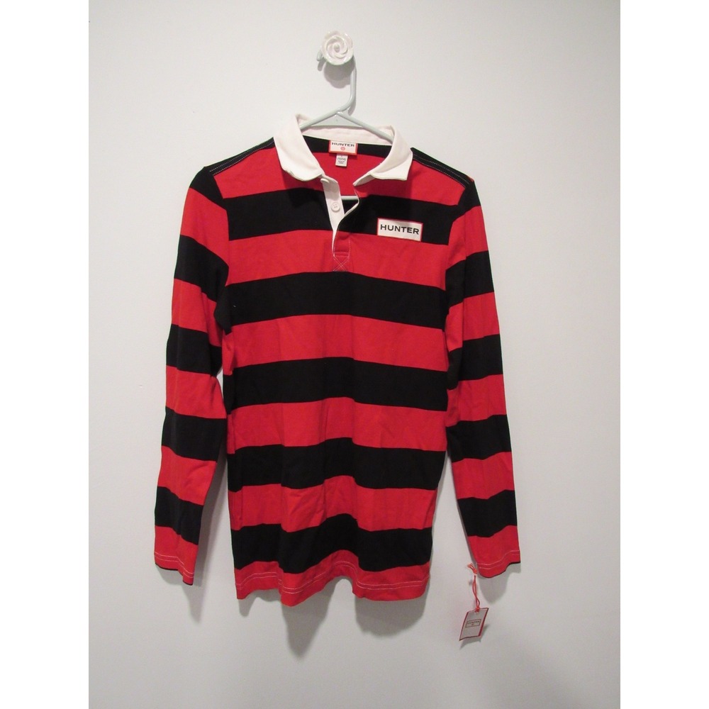 Hunter x Target Kids Rugby Stripe Long Sleeve Shirt Red Black L 12/14 NWT